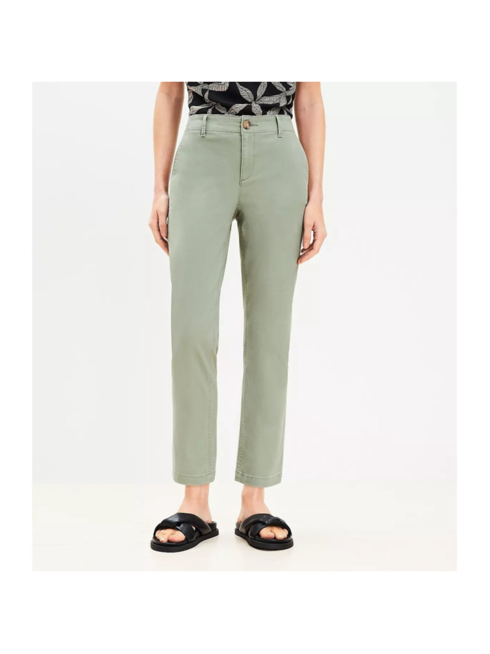 Loft Slim Fit Chino Ankle Jeans Pants Army Green Size 0